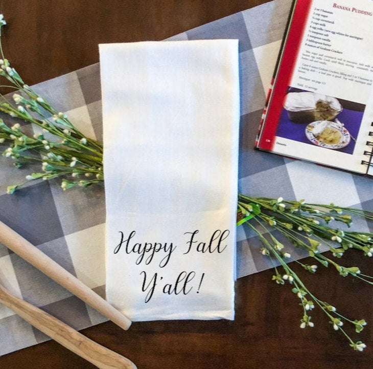 Happy Fall Y'all Autumn Cotton Tea Towel